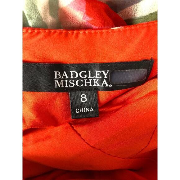 Badgley Miscka Floral Gown Sleeveless Maxi Gown Tropical Red Green Size 8 - Picture 10 of 13